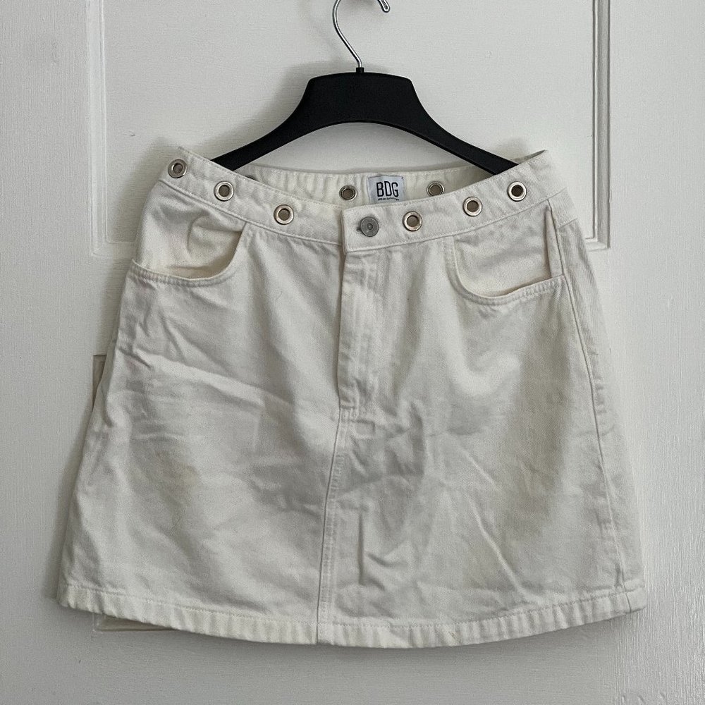 BDG White Denim Mini Skirt